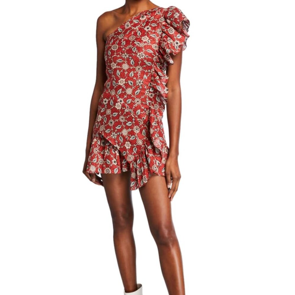 mini dress floral print linen ruffle